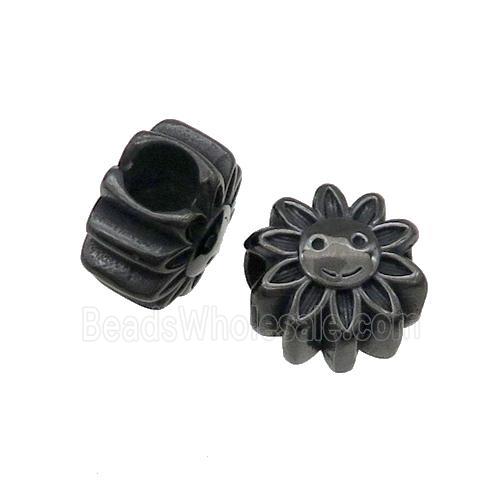 Stainless Steel SunFlower Beads Large Hole Black Plated