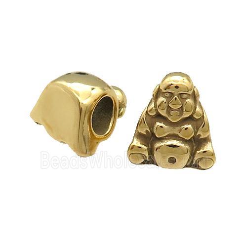Stainless Steel Buddha Beads Large Hole Gold Plated