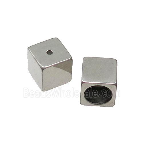 Raw Stainless Steel Cube Beads Large Hole