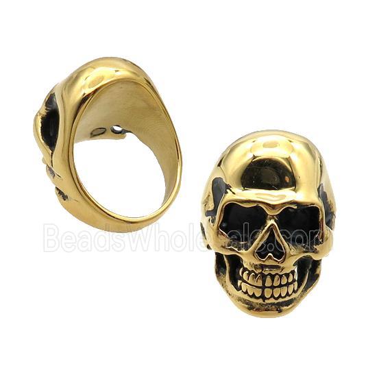 Stainless Steel Ring Skull Antique Gold