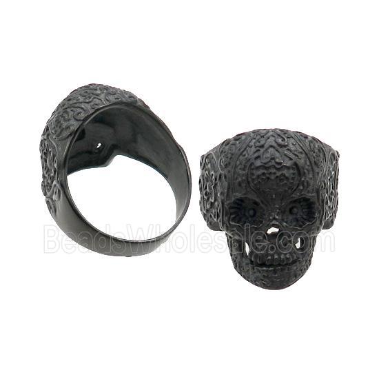 Stainless Steel Skull Ring Black Plated