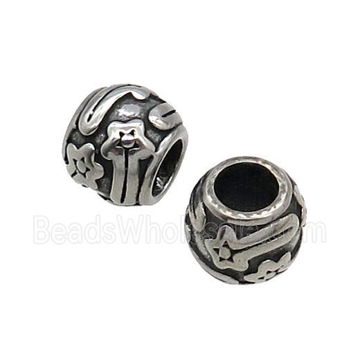 European Style Stainless Steel Round Beads Antique Silver