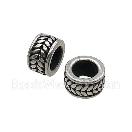Stainless Steel Rondelle Beads Large Hole Antique Silver