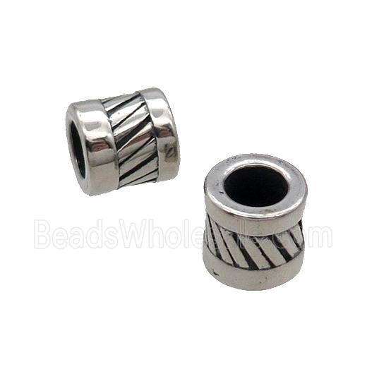 Stainless Steel Tube Beads Large Hole Antique Silver