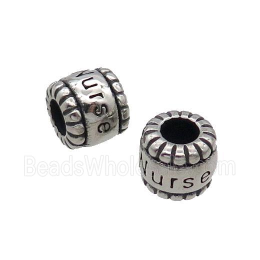 Stainless Steel Tube Beads Large Hole Antique Silver