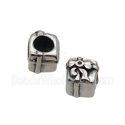 Stainless Steel Beads Gift Box Large Hole Antique Silver