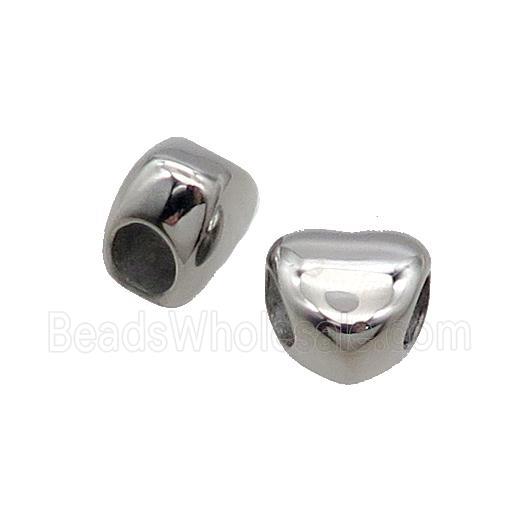 Stainless Steel Heart Beads Large Hole Antique Silver