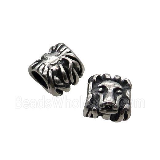 Stainless Steel Lion Beads Large Hole Antique Silver