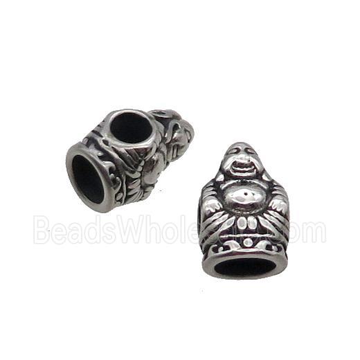 Stainless Steel Buddha Beads Large Hole Antique Silver