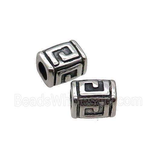 Stainless Steel Tube Beads Large Hole Antique Silver