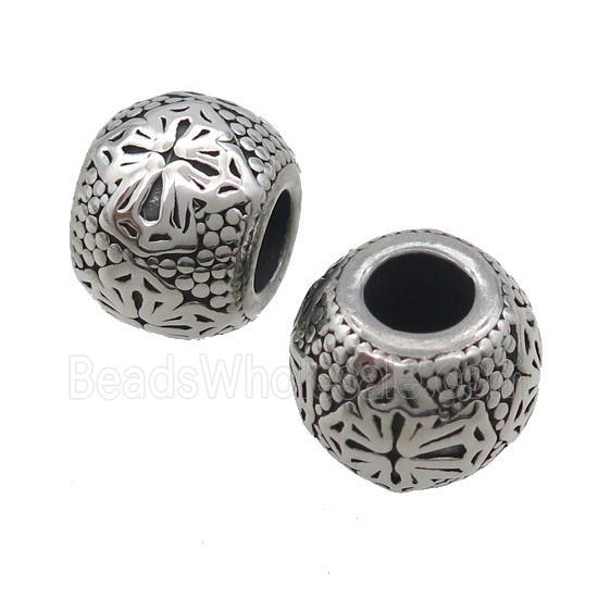 Stainless Steel Rondelle Beads Large Hole Antique Silver
