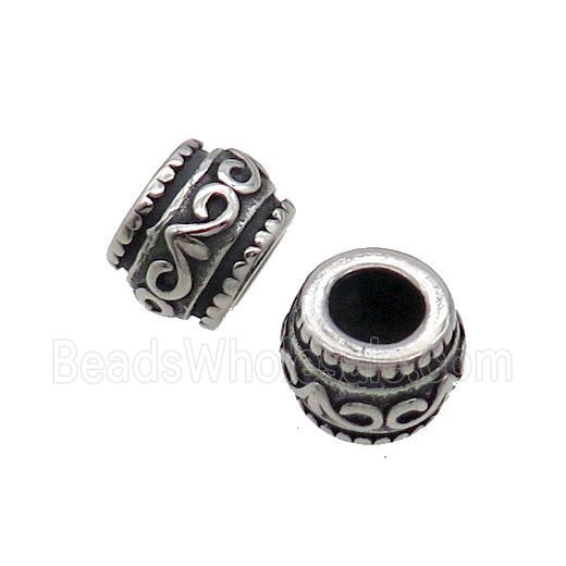 Stainless Steel Rondelle Beads Large Hole Antique Silver