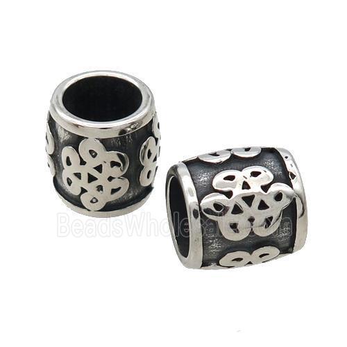Stainless Steel Barrel Beads Knot Large Hole Antique Silver