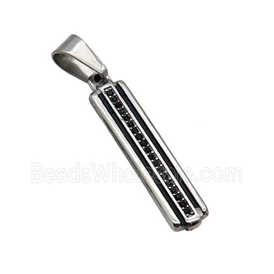 Stainless Steel Stick Pendant Antique Silver