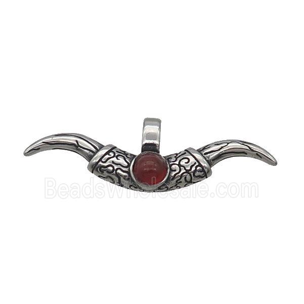 Stainless Steel Horn Pendant Antique Silver