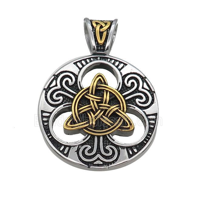 Stainless Steel Pendant Circle Antique Gold