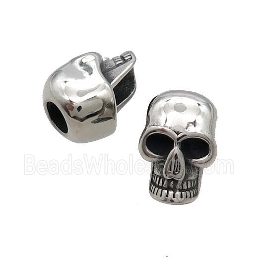 Stainless Steel Skull Beads Large Hole Antique Silver