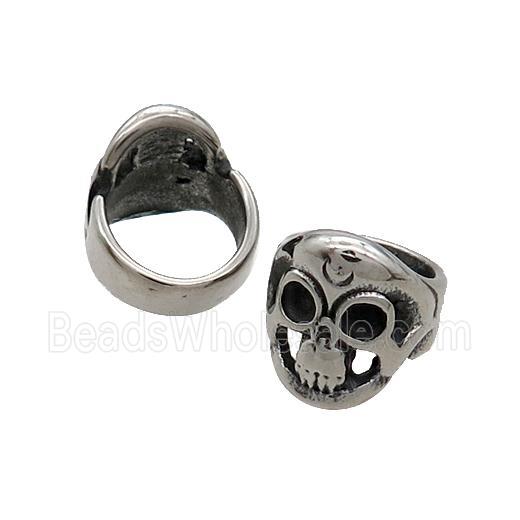 Stainless Steel Skull Beads Large Hole Antique Silver