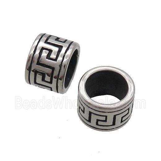 Stainless Steel Tube Beads Large Hole Antique Silver