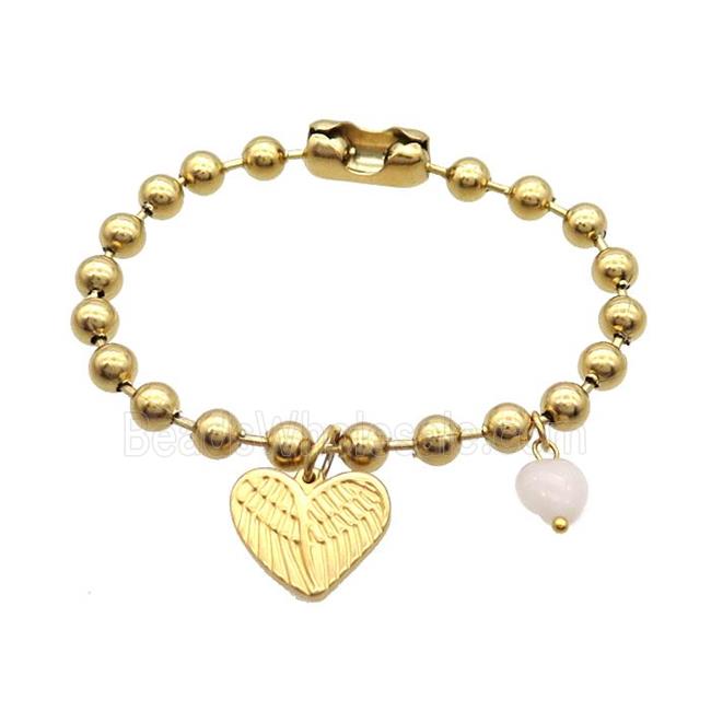 Stainless Steel Bracelet Heart Gold Plated