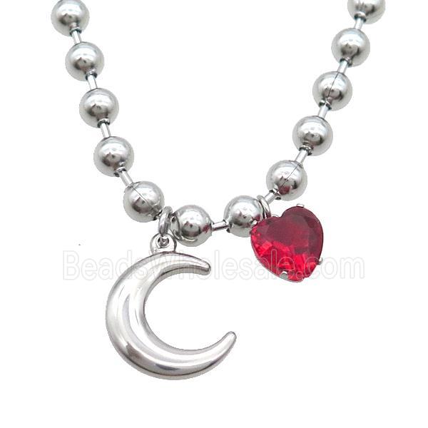 Raw Stainless Steel Necklace Moon