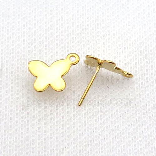 Stainless Steel Stud Earring Butterfly Gold Plated