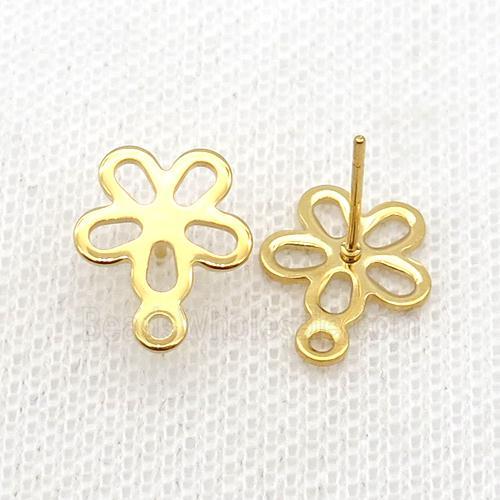 Stainless Steel Stud Earring Flower Gold Plated