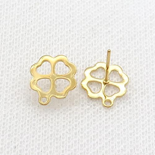 Stainless Steel Stud Earring Flower Gold Plated