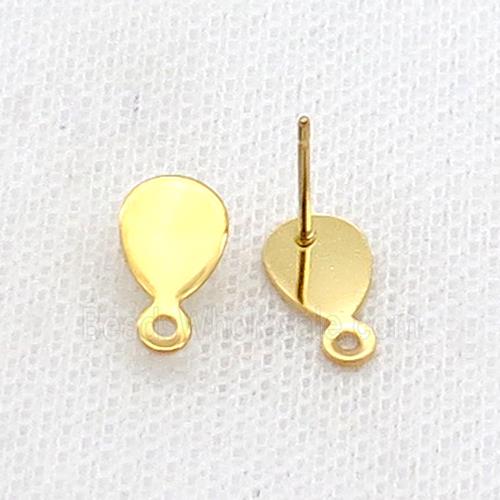 Stainless Steel Stud Earring Teardrop Gold Plated