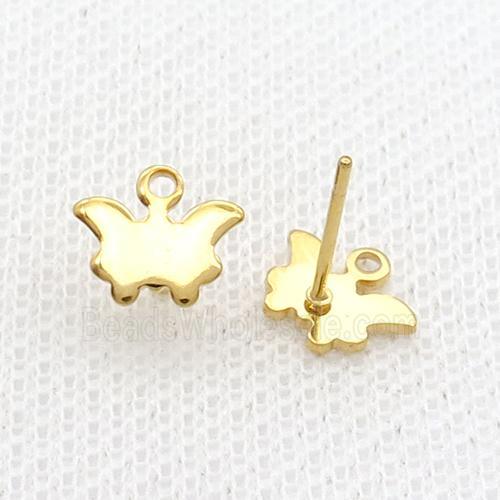 Stainless Steel Stud Earring Butterfly Gold Plated