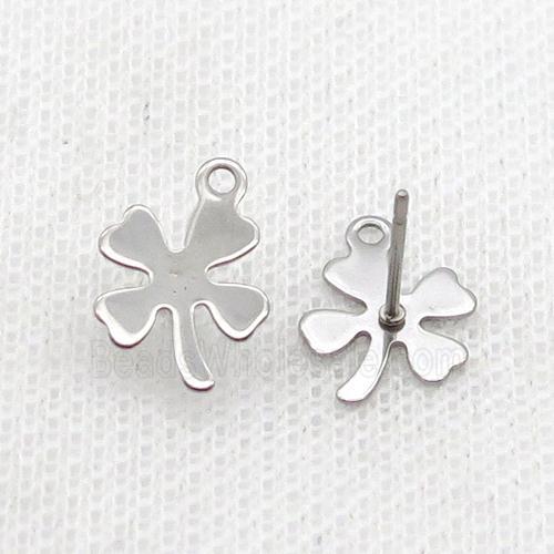 Raw Stainless Steel Stud Earring Clover