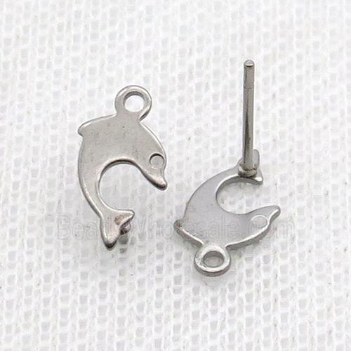 Raw Stainless Steel Stud Earring Dolphin