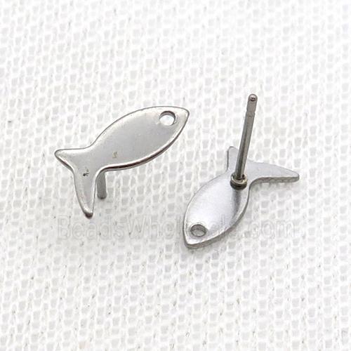 Raw Stainless Steel Stud Earring Fish