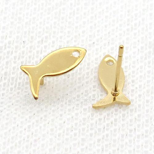 Stainless Steel Stud Earring Fish Gold Plated