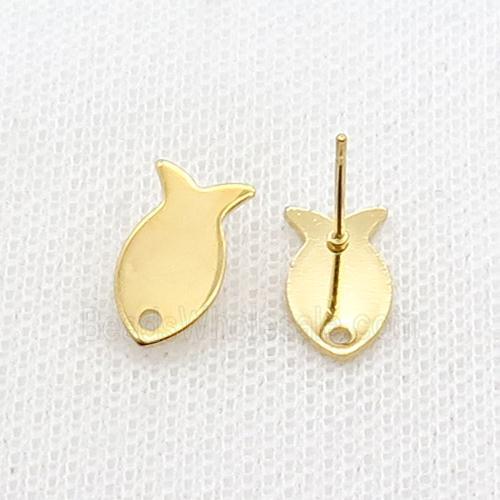 Stainless Steel Stud Earring Fish Gold Plated