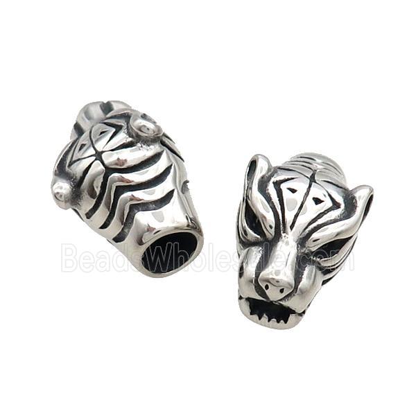 Stainless Steel Leopard Beads Large Hole Antique Silver