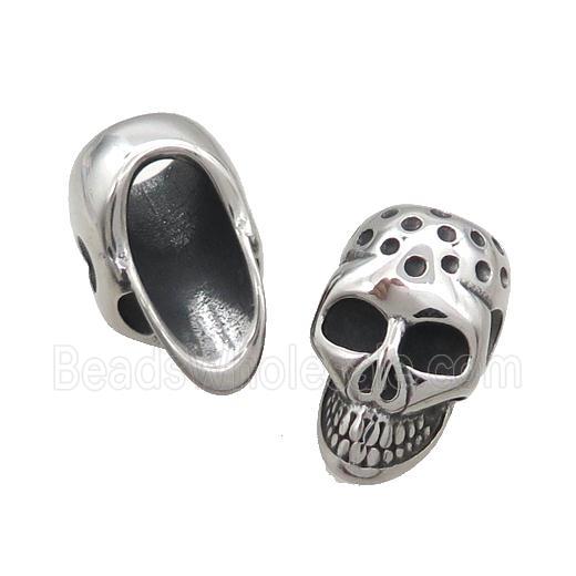 Stainless Steel Skull Beads Large Hole Antique Silver