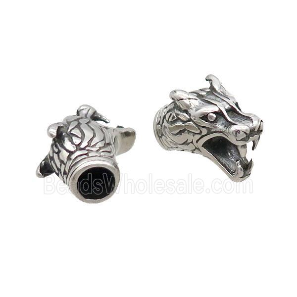 Stainless Steel Loong Beads Large Hole Antique Silver