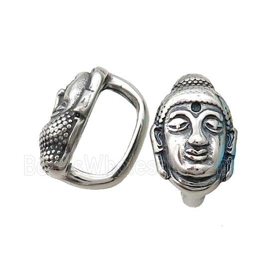 Stainless Steel Buddha Beads Large Hole Antique Silver