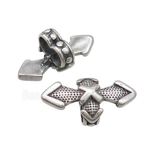 Stainless Steel Beads Cross Antique Silver