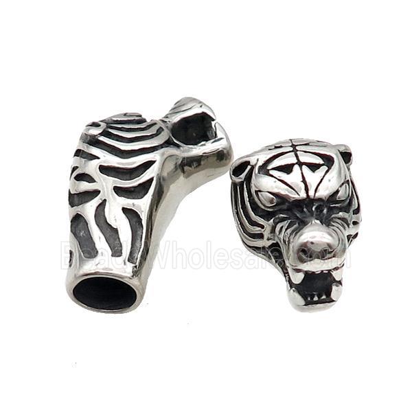 Stainless Steel CordEnd Tiger Antique Silver
