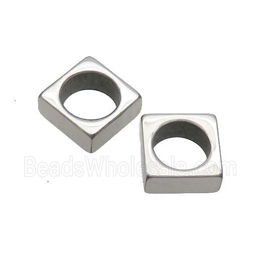 Raw Stainless Steel Square Beads Large Hole