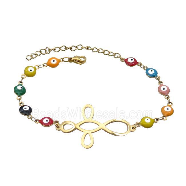 Stainless Steel Bracelets Evil Eye Multicolor Gold Plated