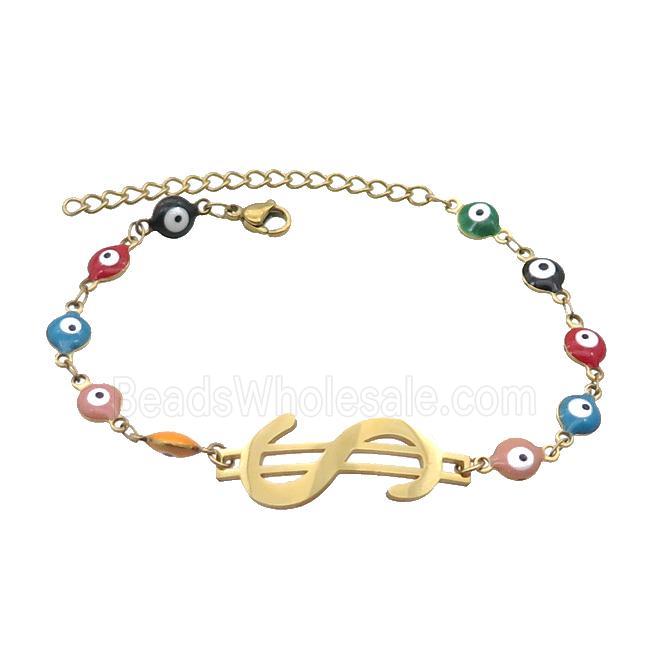 Stainless Steel Bracelets Evil Eye Multicolor Gold Plated