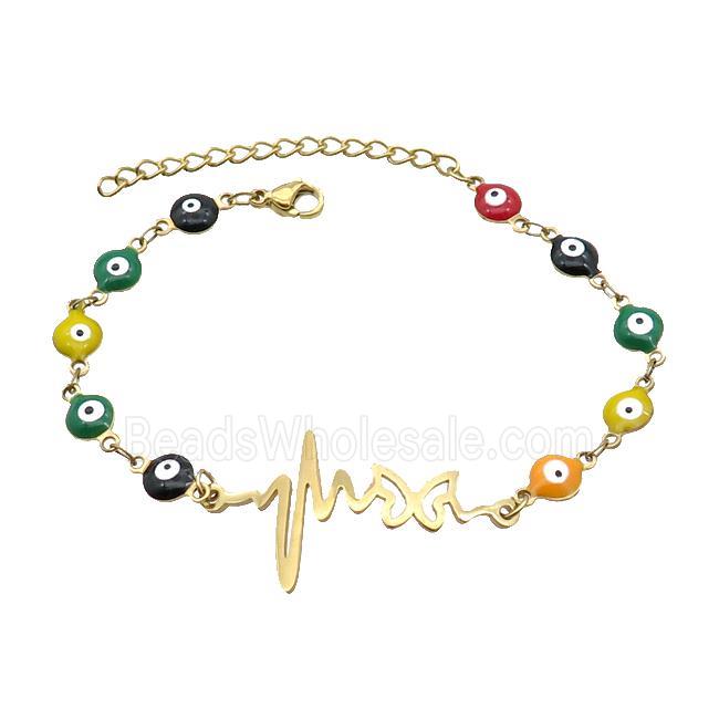 Stainless Steel Bracelets Evil Eye Multicolor Butterfly Gold Plated