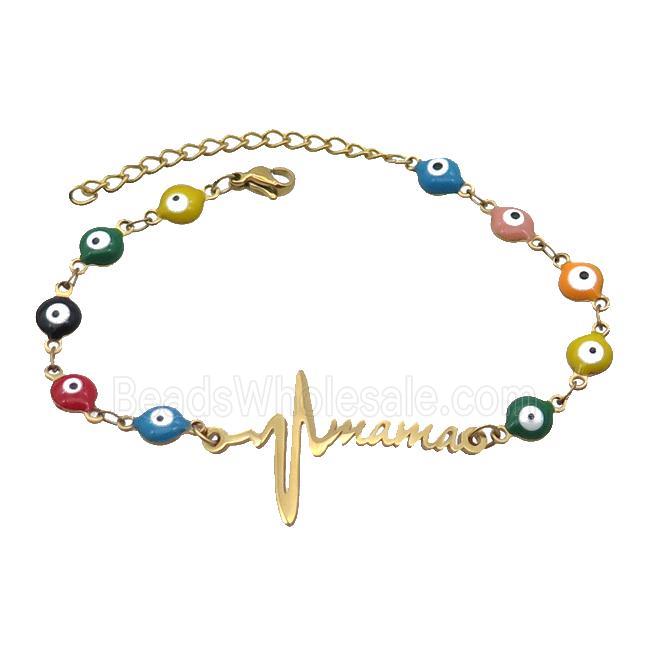 Stainless Steel Bracelets Evil Eye Multicolor Mama Gold Plated
