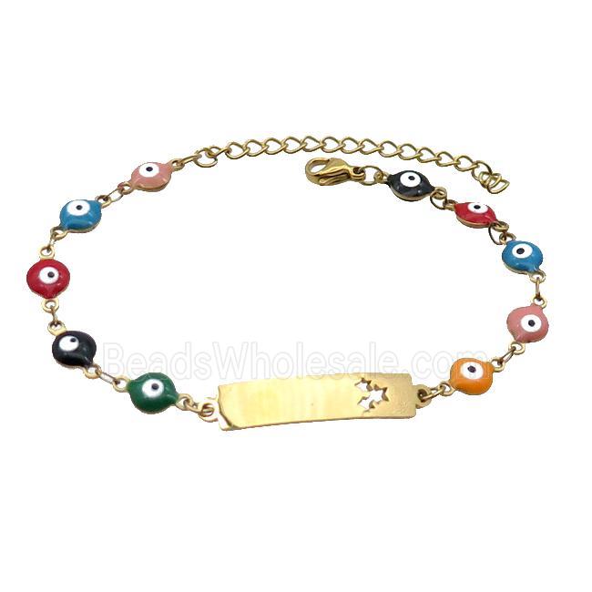 Stainless Steel Bracelets Evil Eye Multicolor Gold Plated