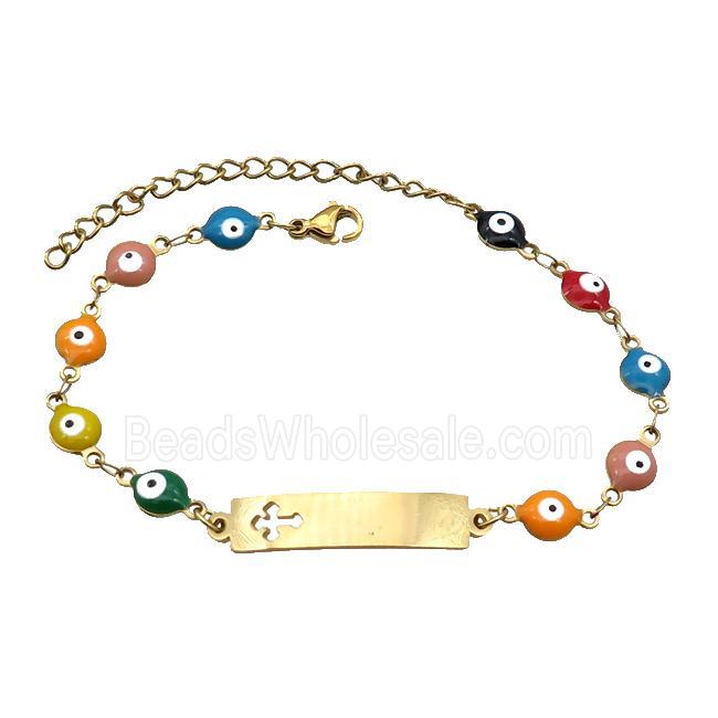 Stainless Steel Bracelets Evil Eye Multicolor Cross Gold Plated
