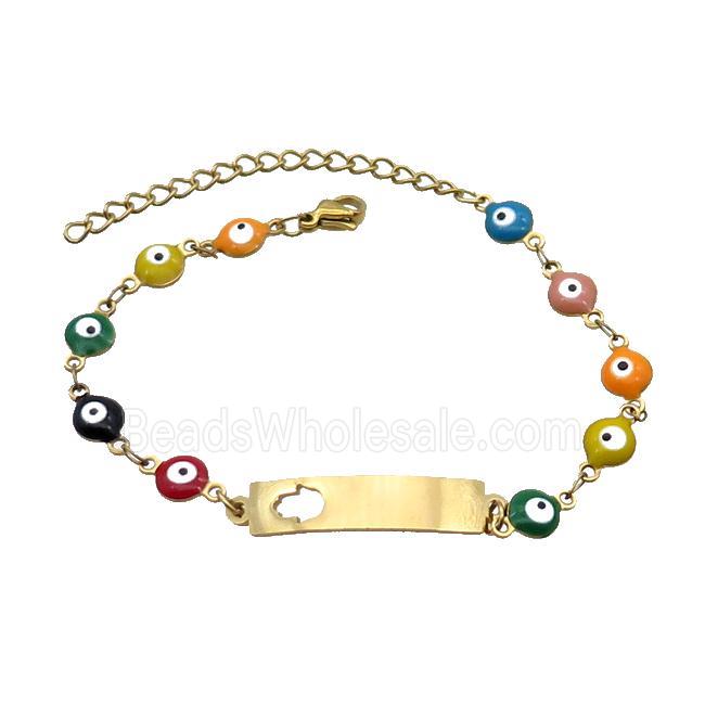 Stainless Steel Bracelets Evil Eye Multicolor Hand Gold Plated