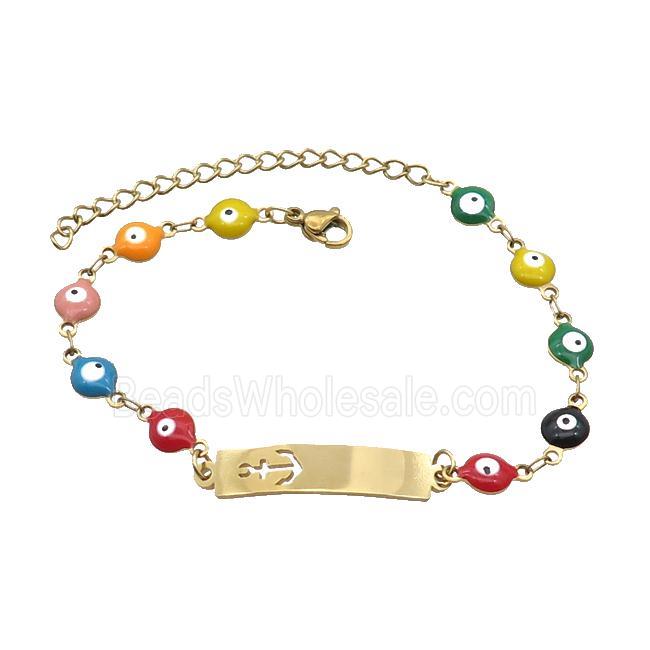 Stainless Steel Bracelets Evil Eye Multicolor Anchor Gold Plated